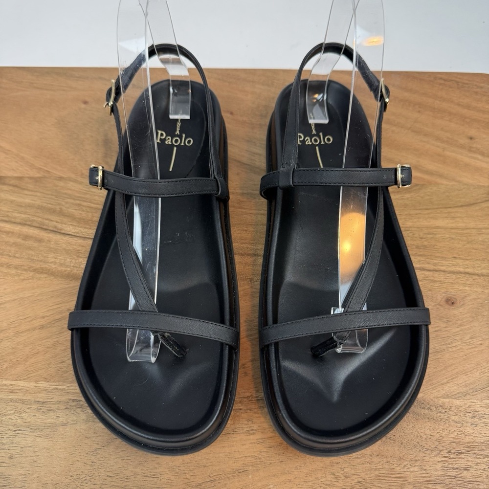 New $129 Womens Linea Paolo Leanne‎ Slingback Black Sandals Size 8 M NWOB